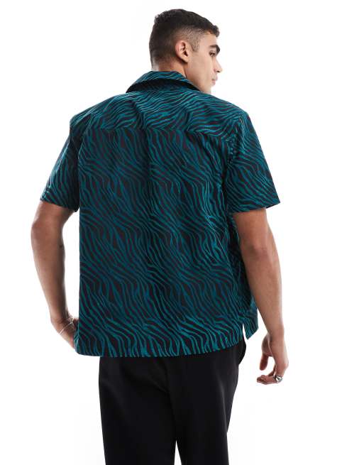 Twisted Tailor - Camicia nera e verde zebrata , 2 di 4