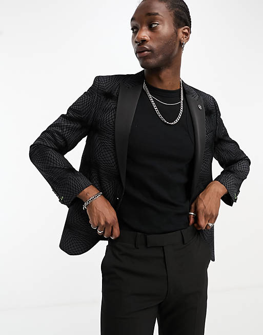 Twisted Tailor carter star suit jacket in black | ASOS