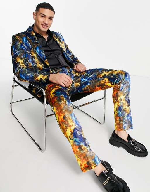 Twisted Tailor - Colbert in veelkleurige wolkenprint