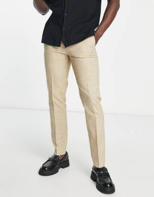 Twisted Tailor cole slim fit smart trousers in light brown - ASOS Price Checker