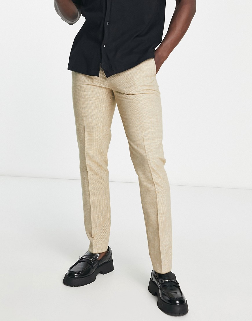 Twisted Tailor Cole Slim Fit Smart Pants In Light Brown