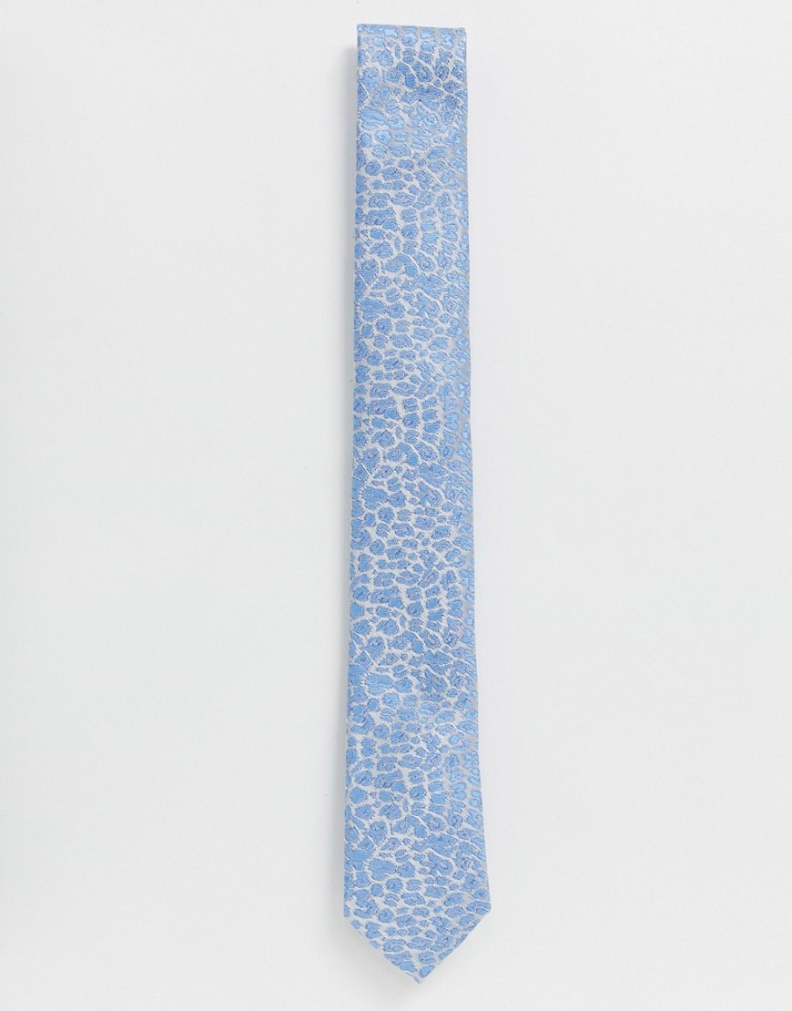Twisted Tailor - Cravatta blu con stampa leopardata