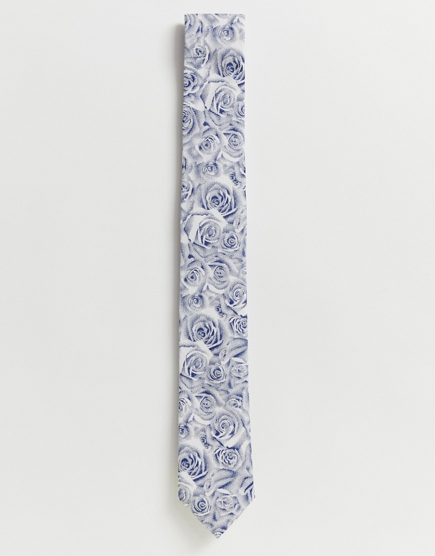 Twisted Tailor - Cravatta con rose blu-Navy