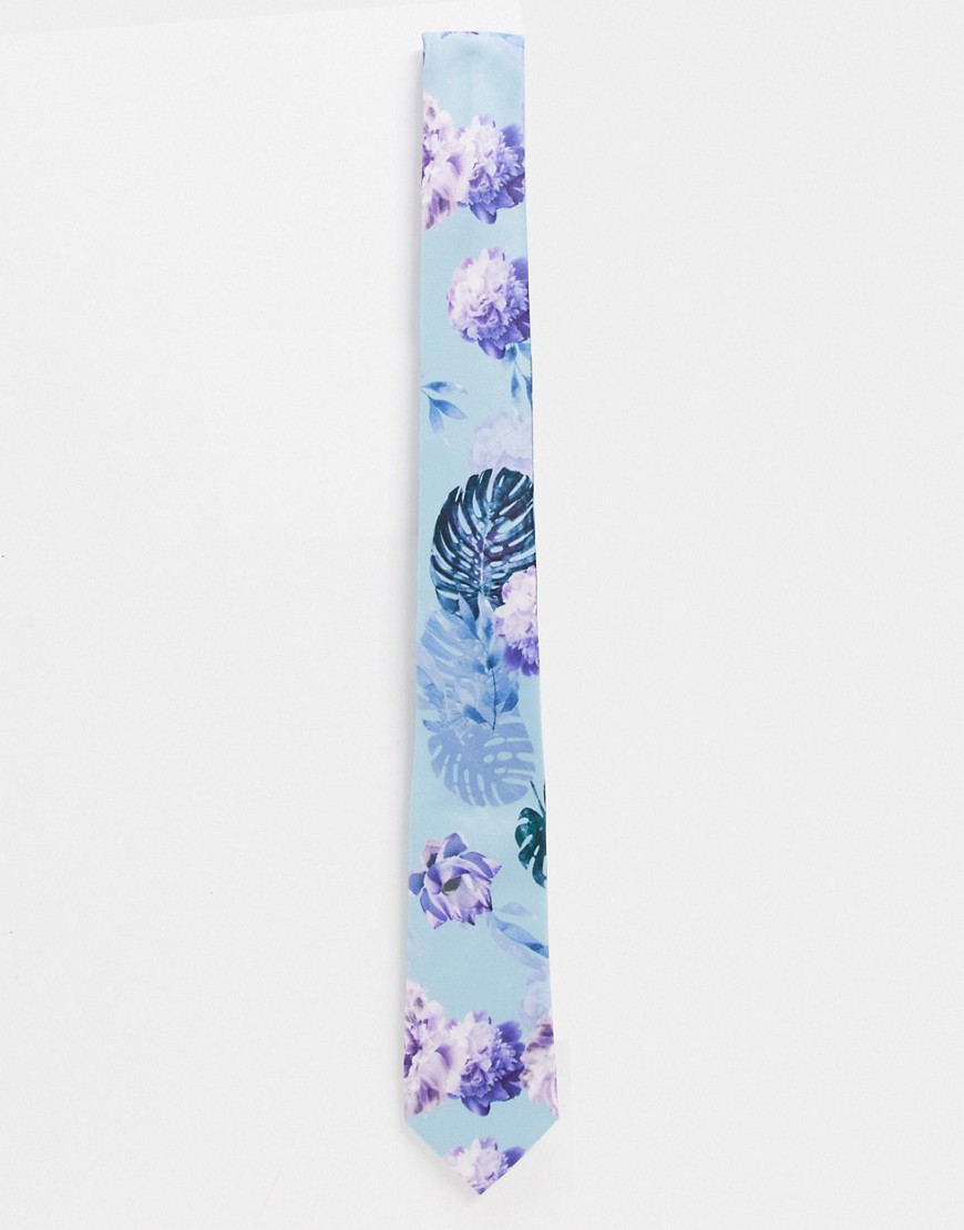 Twisted Tailor - Cravatta con stampa tropicale blu