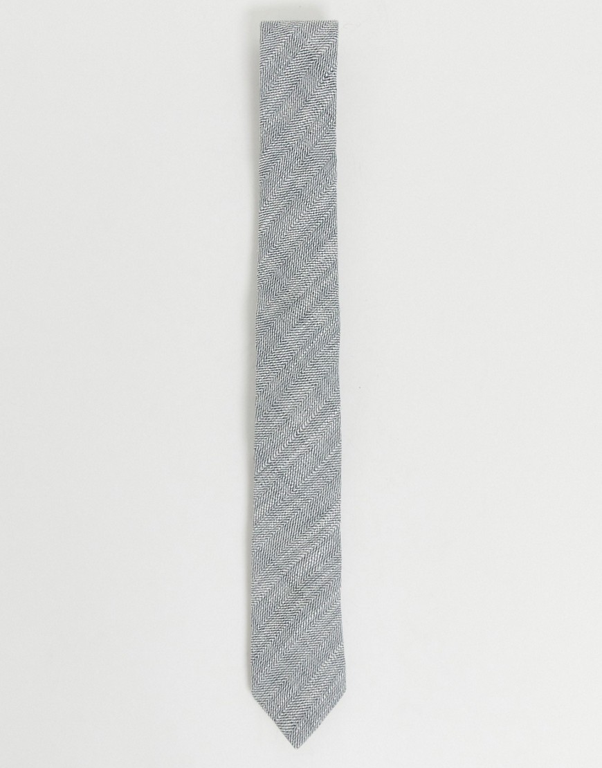 Twisted Tailor - Cravatta grigia a spina di pesce-Grigio