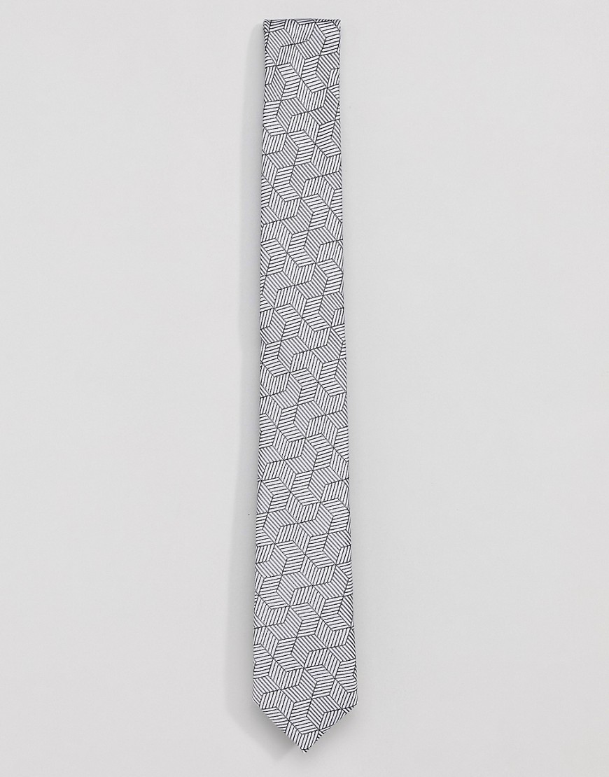 Twisted Tailor - Cravatta in jacquard con stampa geometrica-Grigio