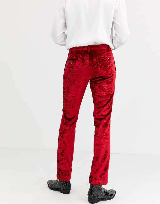 Mens Crushed Velvet Dress Pants