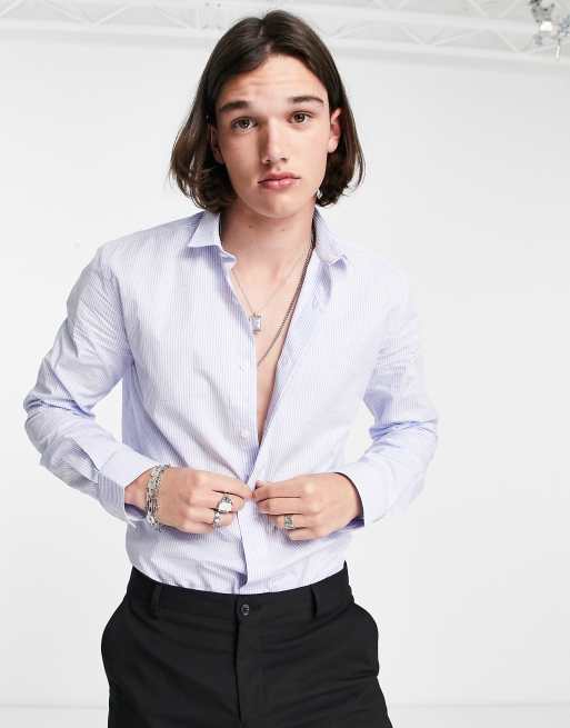 Twisted Tailor - Curran - Chemise à rayures avec fini moucheté multicolore - Bleu