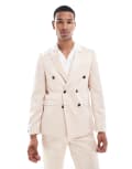 [Twisted Tailor] Twisted Tailor double breasted skinny suit jacket in champagne-Pink Chest 34 PINK