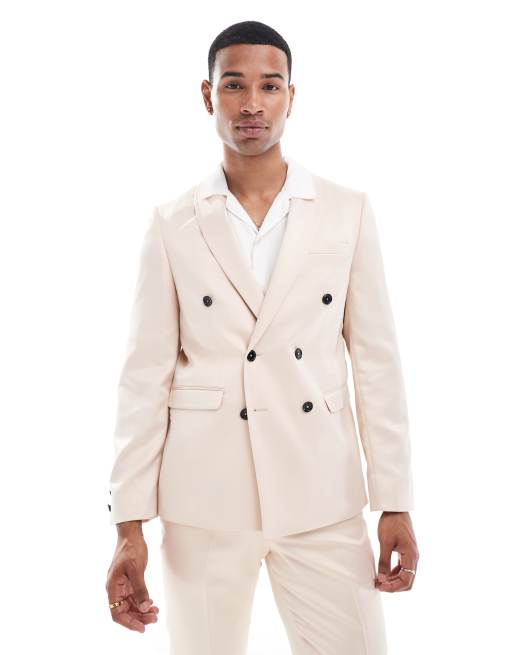 Twisted Tailor double breasted suit jacket in champagne | ASOS