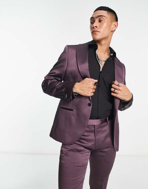 Twisted Tailor – Draco – Anzugjacke in Lila/Salbeigrün