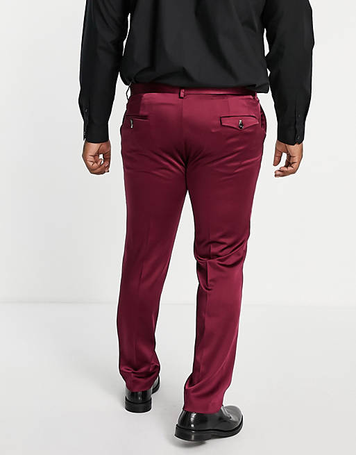 Suits Twisted Tailor Draco Plus skinny suit trousers in burgundy 
