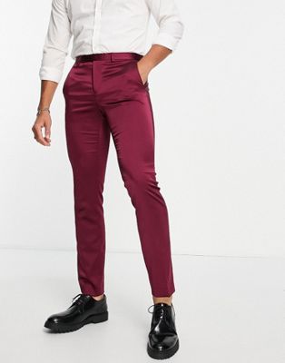 Twisted Tailor Draco skinny suit trousers in burgundy