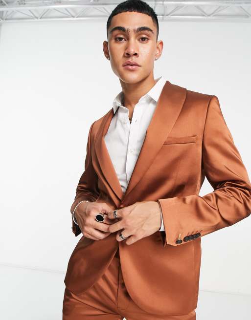 Twisted Tailor draco suit jacket in copper | ASOS