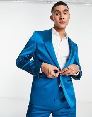 Twisted Tailor draco suit jacket in teal - ASOS Price Checker