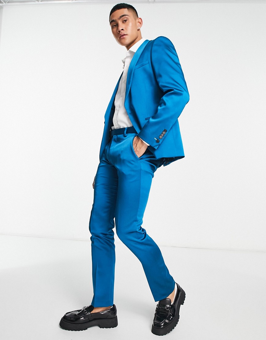 Twisted Tailor draco suit pants in teal-Blue