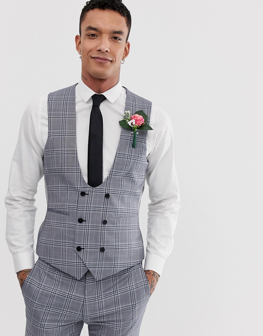 Twisted Tailor Egnew suit vest in gray check