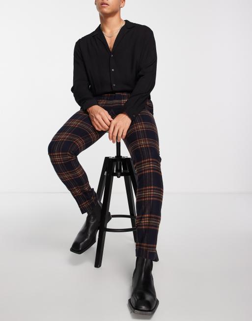 Twisted Tailor – Elegante Hose in marineblau und braun kariert