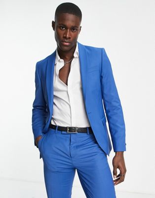 ellroy skinny fit suit jacket in blue