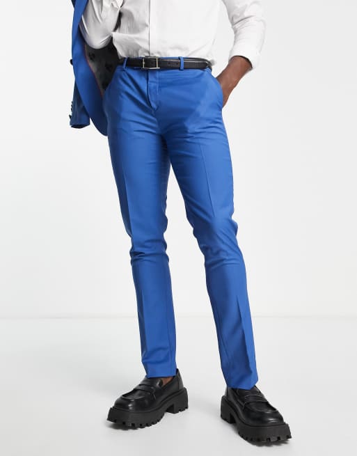 Men's Royal Blue Slim Fit Suit Trousers