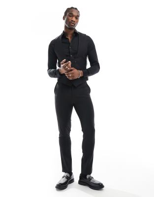 Ellroy Skinny Fit Black Wool Suit