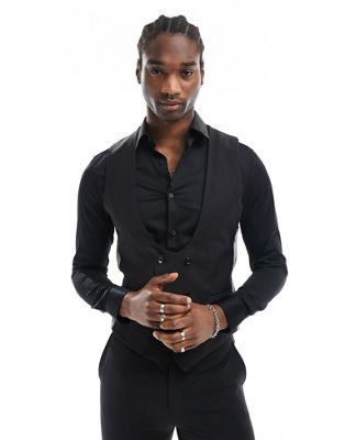 Twisted Tailor ellroy suit waistcoat in black