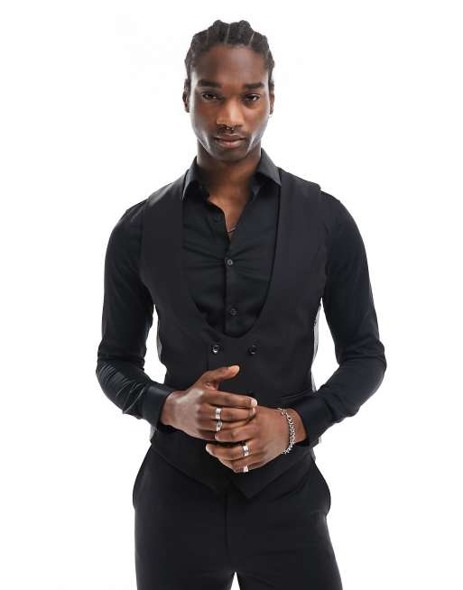 Ellroy Skinny Fit Black Wool Suit