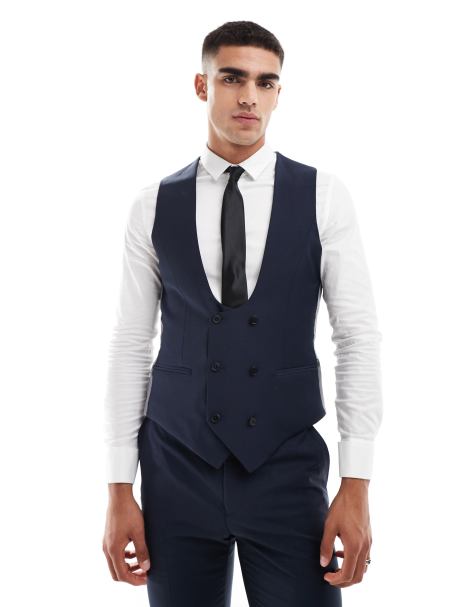 Twisted Tailor Ellroy waistcoat in navy co-ord - view 1