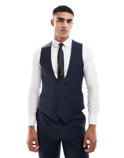 Twisted Tailor Ellroy waistcoat in navy co-ord