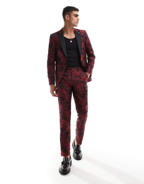 Twisted Tailor Ersat suit set in red floral - view 1