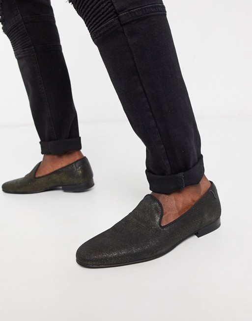 Twisted Tailor fancy loafer in distressed gold