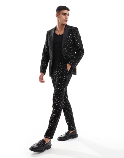 Twisted Tailor - Farrow - Skinny pantalon in zwart en goud, deel van co-ord set - view 1