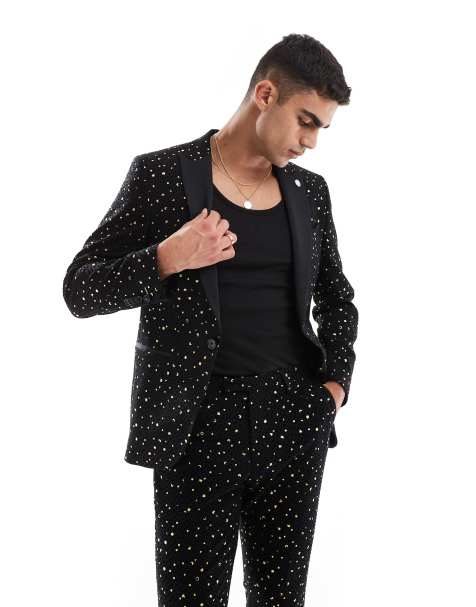 Twisted Tailor Farrow skinny suit jacket in black and gold - part of a set - view 1