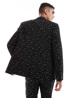 Twisted Tailor Farrow skinny suit jacket in black and gold - part of a set