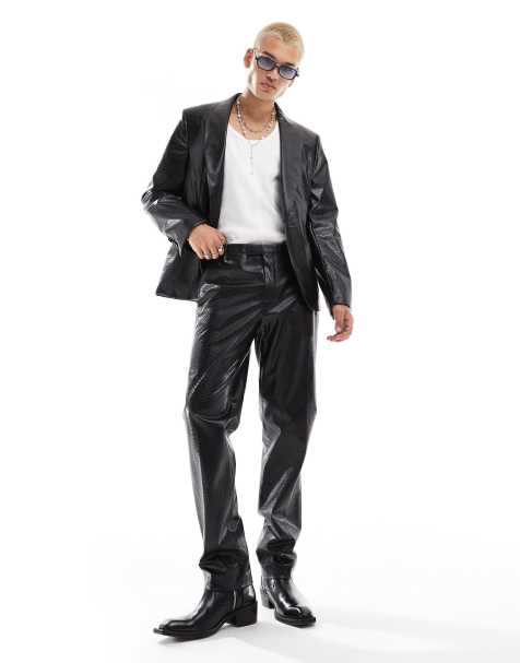 Twisted Tailor faux leather slim suit pants in black - part of a set - view 1