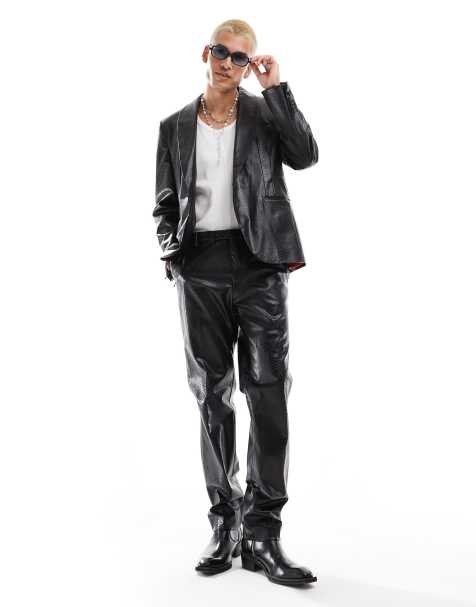 Twisted Tailor faux leather suit set in black - view 1