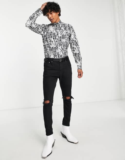 black and white snakeskin shirt