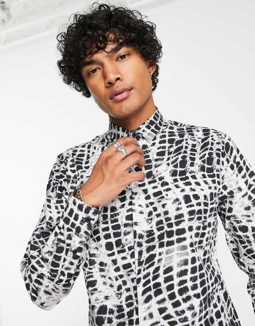 black and white snakeskin shirt