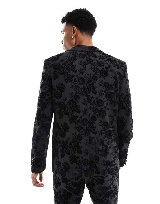 Twisted Tailor - Fleet - Colbert met bloemenmotief in zwart, deel van co-ord set, 2 van 5