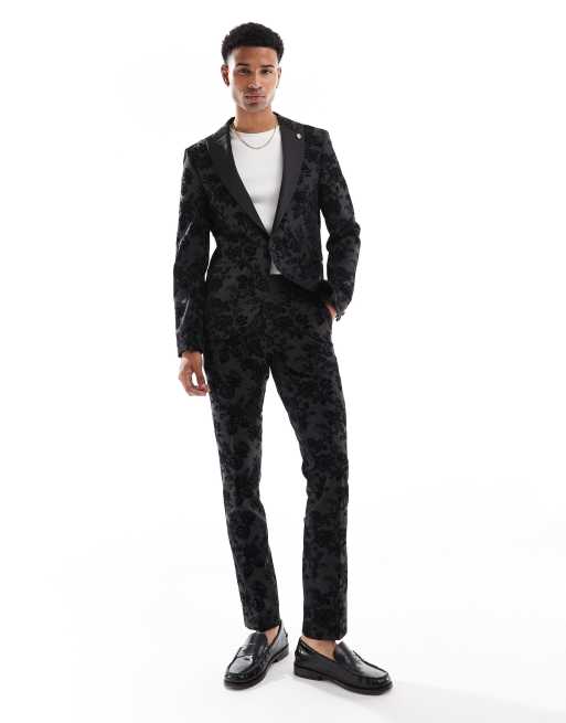 Twisted Tailor - Fleet - Colbert met bloemenmotief in zwart, deel van co-ord set, 4 van 5