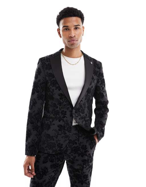 Twisted Tailor - Fleet - Colbert met bloemenmotief in zwart, deel van co-ord set, 5 van 5