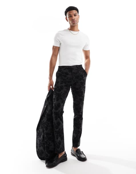 Twisted Tailor Fleet suit pants in black and charcoal floral (part of a set) - view 1