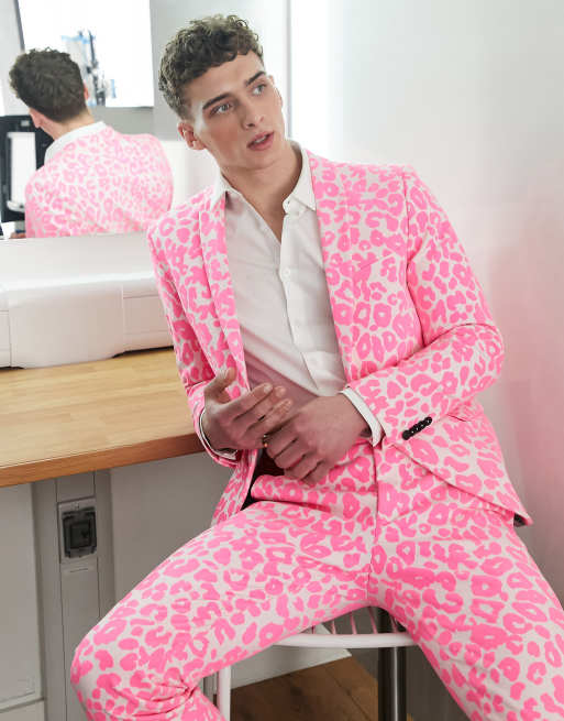 Twisted Tailor - Garcia - Skinny Fit-habitjakke med leopardmønster i lyserød