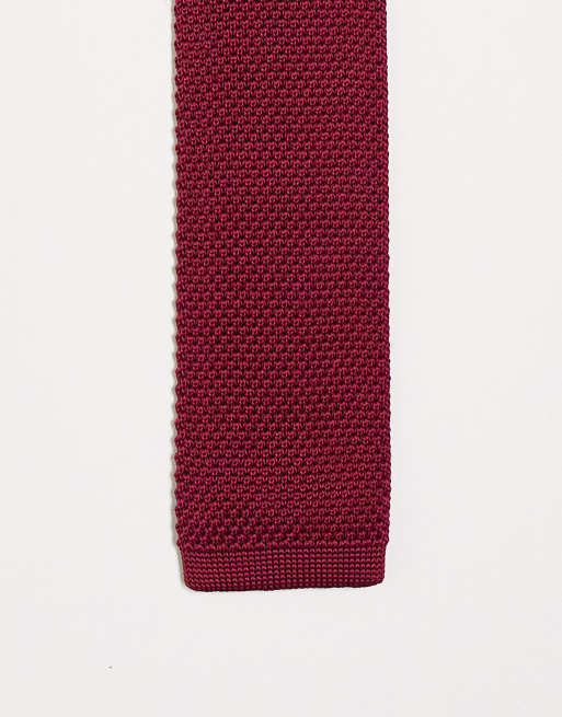Twisted Tailor - Gebreide stropdas in bordeaux