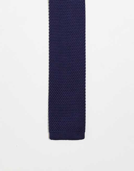 Twisted Tailor - Gebreide stropdas in marineblauw