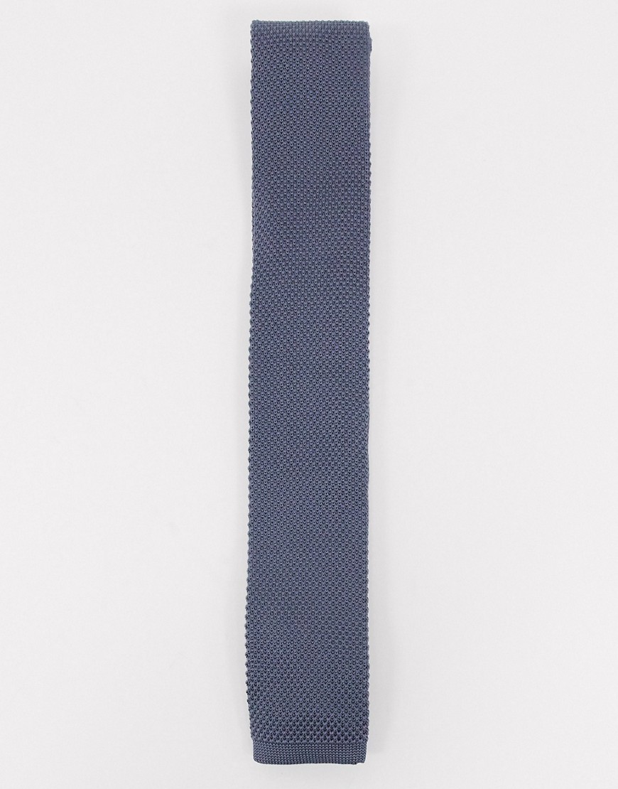 Twisted Tailor - Gebreide stropdas in oudblauw