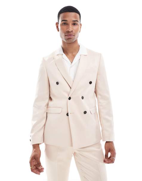Twisted Tailor - Giacca da abito skinny doppiopetto color champagne - view 1