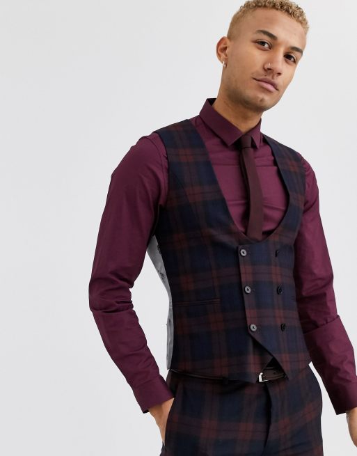 Purple on sale tartan waistcoat