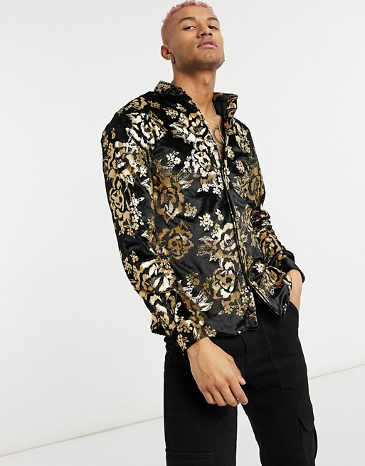 Twisted Tailor gold foil printed shirt