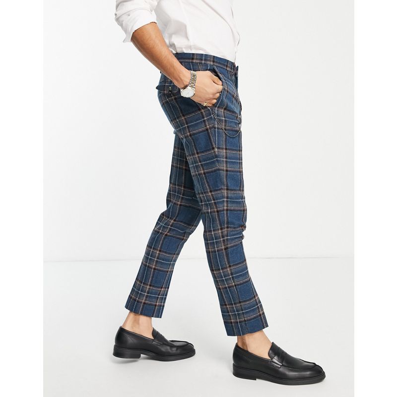 vfSeX Pantaloni da abito Twisted Tailor - Gravette - Pantaloni blu e arancione a quadri